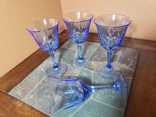 4 Fostoria AVON AMERICAN BLUE goblets/glasses 2