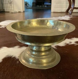 Antique Brass Pedestal Bowl Or Centerpiece - 9 " Inch Diameter