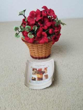 Longaberger 2004 Miniature Geranium Basket,  Liner,  Protector,  Flowers