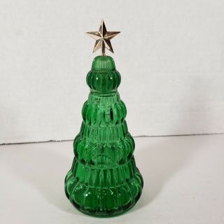 Vintage Avon Christmas Tree Moonwind Cologne Bottle Empty Green Glass