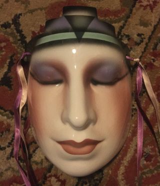 Vintage Clay Art San Francisco About Face Ceramic Wall Mask Art Deco