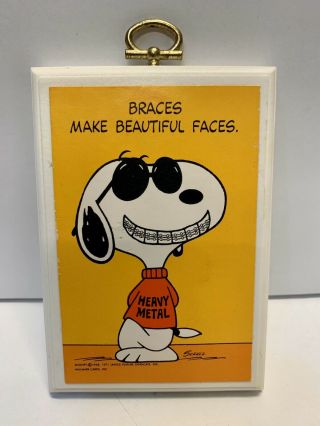 Vintage Usa 1971 Hallmark Snoopy Braces Make Faces Dental Wall Plaque