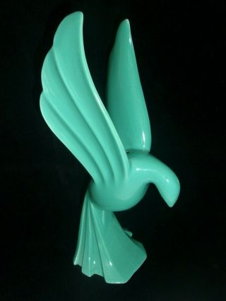 Rare Vtg Fitz & Floyd (f&f Co) Turquoise Porcelain Art Deco Bird Candle Holder
