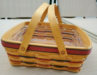 Longaberger All American Pie Basket With Protector Red,  Blue,  12 " Square