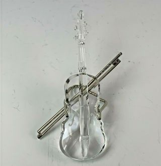 Retired Swarovski Crystal Violin W/ Bow & Stand Figurine 203056 In Orig.  Box