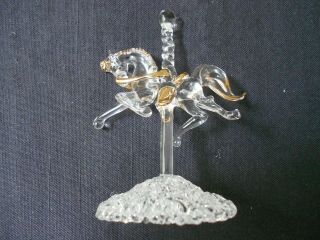 Crystal Carousel Horse Maybe Swarovski Crystal You Be The Judge,  Clear And Gold