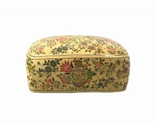 Vintage Wooden Hand Painted Floral Trinket Box Made In India Decor Jewelry Box