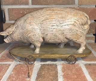 Pig On A Skateboard " Sweet Vidalia " By American Chestnut Folk Art