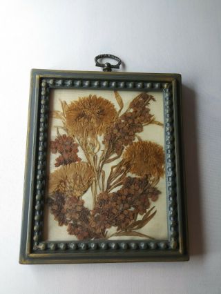 Vintage Framed Pressed Dried Flowers Plastic Frame