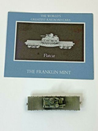 Vtg Franklin Pewter 1988 WWII TANK Flatcar World ' s Greatest Railroad Cars 2