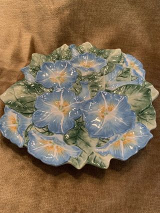 Fitz And Floyd Spring Fling Florals Decorative Plate Blue Morning Glory Flowers