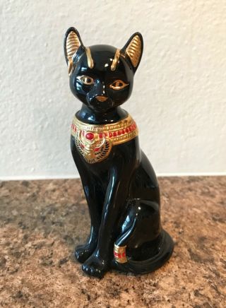 Bastet,  The Egyptian Cat By Lenox,  1995,  Rare Black Porcelain W/gold Detailing