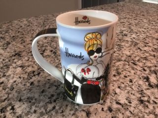 Harrods Fine Bone China Coffee Cup Mug Tea England Fancy Woman Shopping