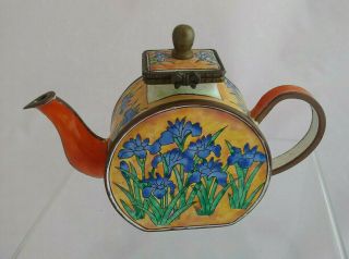 2001 Kelvin Chen 668 Enamel Miniature Teapot - Floral