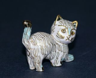 Older Item Cloisonné Bronze Body Cat Gold Gilt Old Stock Adorable 3