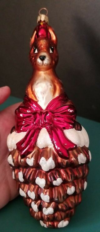 Vintage Radko Pine Cone Perch Ornament 98 - 817 - 0 1998 Reindeer 8 " Christmas
