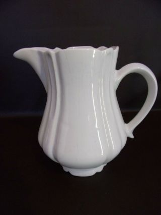Vintage White Ceramic Pitcher Made In U.  S.  A.  (imperfect)