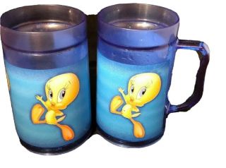 Set Of 2 Vintage Tweety Bird Freezable Frozen Mug Looney Tunes Warner Bros Blue