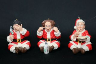 The Three Stooges Hallmark Keepsake 1999 Christmas Ornaments - 3 - Larry Moe Curly