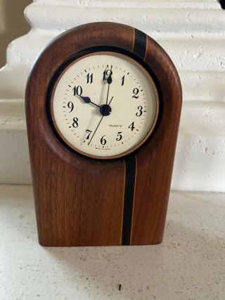 Quartz Clock Made In France,  Contemporary Inlaid Solid Wood Mantel Shelf Desk