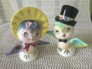 Vintage Anthropomorphic Py Formal Bird Couple Salt & Pepper Shakers Japan