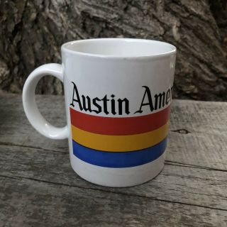 Vintage Austin American Statesman Rainbow Striped Coffee Mug Cup Texas News