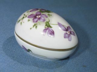 Hammersley Egg Trinket Box W/ Gold Trim & Violet Floral Fine Bone China England