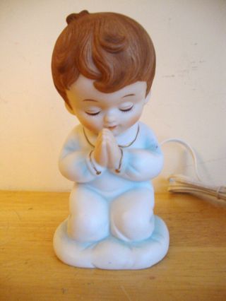 Vintage Lefton 6625 Praying Boy Nursery Night Light/lamp Figurine - Foil Tag