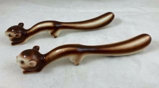 Vintage Stretched Squirrels Salt And Pepper Shakers Wales Japan - 9 1/2 " Long