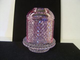 Vintage Viking Glass Diamond Point Lavender Fairy Light Lamp With Clear Base