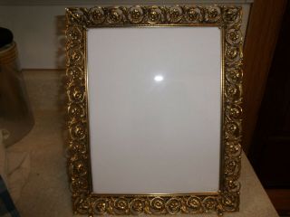 Vintage Gold Tone Picture Frame Metal Filigree 8 " X 10 " Photo Desk Or Wall Mount