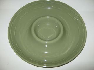 Longaberger Pottery Woven Traditions 12 " Chip & Dip Bowl Sage Green Veggie Tray