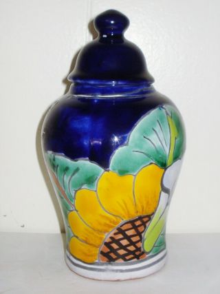 Vintage Talavera Vase Urn Figurine Colorful Design Mexico Nr