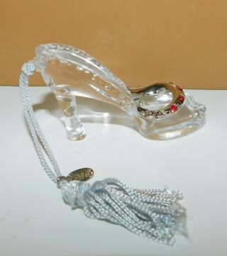 Lenox Crystal Glass High Heel Slipper Shoe Christmas Ornament Red Stones