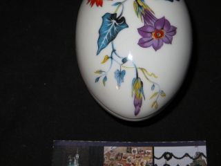 Limoges Porcelain Egg shaped trinket box with flowers made in France 3