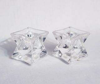 Set Of Two 24 Lead Crystal Candle Holders For Taper Candles