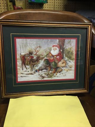 Home Interiors Christmas Santa Claus Homco Vintage Framed Picture