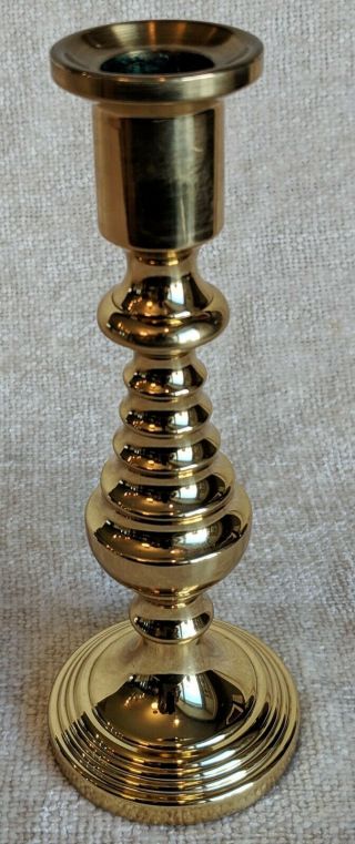One 7.  5 Inch Baldwin Brass Candlesticks Beehive Style With 2.  75 Inch Base - Euc