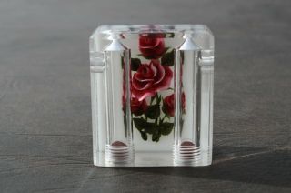 Vintage Mcm Acrylic Lucite Red Rose Salt Pepper Shaker Combined In A Single Unit