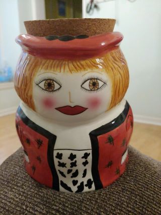 " Wilma " Susan Paley Bella Casa By Ganz Ceramic Jar W/ Cork Lid
