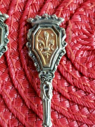Demitasse Decorative Silver/Gold Tone Plated Souvenir Spoon Italy Set 5 Vintage 3