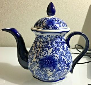 Bombay Company Blue And White Floral Ceramic Porcelain Teapot 8 " H