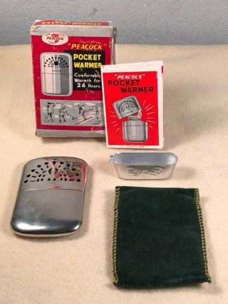 Vintage Peacock Pocket Warmer W Pouch/instructions/rare Fuel Measure Tank Japan