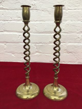 Vintage Pair 2 Brass Candle Holders Candlesticks Twist Swirl Spiral India