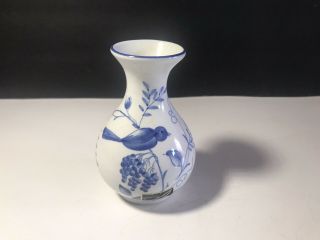 Vintage Andrea By Sadek,  Blue Bird,  Floral Pattern,  Small Vase