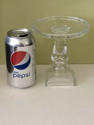 Longaberger Glass Small Pedestal Cupcake Cake Plate Stand - Pillar Candle Holder