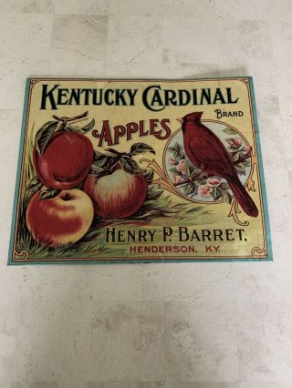Kentucky Cardinal Apples Metal Sign Vintage Style Country Rustic Farmhouse Decor