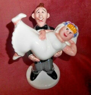 Wedding Bride And Groom By Clay Art Salt And Pepper Shaker Set Ceramic