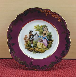 Vintage Limoges France Fragonard Purple Miniature Plate With Courting Couple