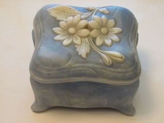 Vintage Incolay Stone Box Trinket Jewelry Box With Flowers Vgc